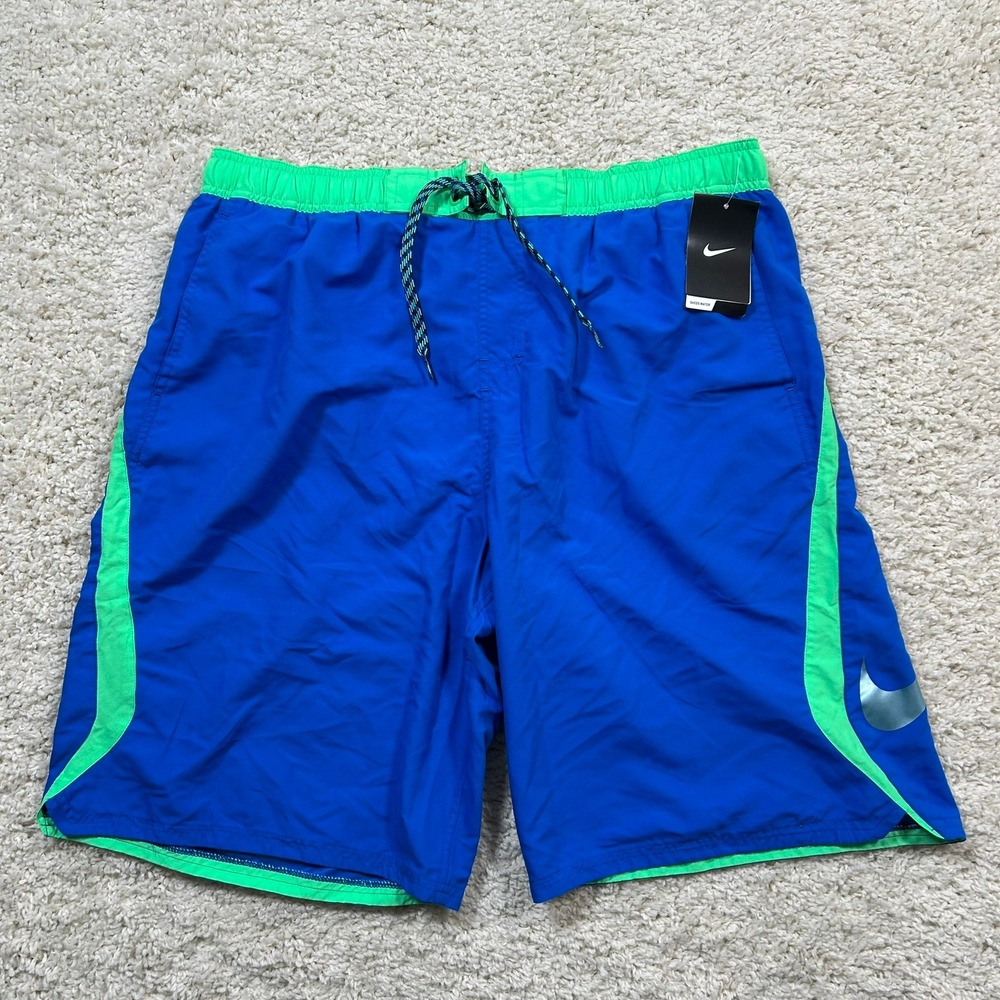 Nike Swim Trunks XXL Blue Green Colorblock Water Repellent Sheds Water New